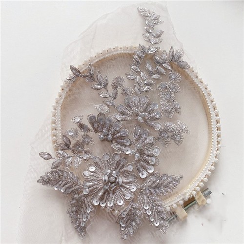 Beaded floral applique - floral,
