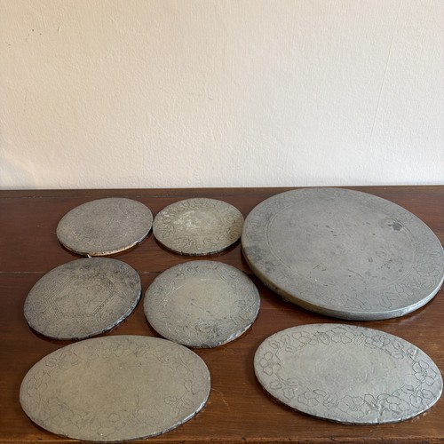 Antique pewter trivets hot - antique,