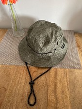 Adult Khaki Green Bucket Hat Camping Fishing with string attached, cotton lining