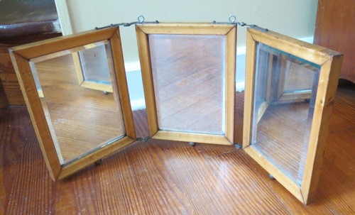 Art nouveau triple folding oak - folding,