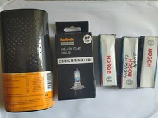 Joblot  3x Bosch  Spark Plugs; 1 Halfords Spare Bulb Kit 6 & 1 Headlight Bulb
