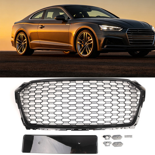 Gloss black front grille - front, rs5