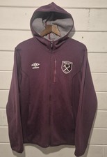 West Ham United Football Track Top Jacket Size Large Umbro Hooded 