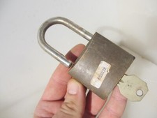 Large Vintage Brass Padlock & Key Old 4"H "L&F"