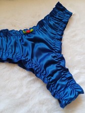 Sexy Blue Silky Satin Frilly