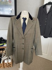Shires Huntingdon  Green Wool Tweed Hacking Jacket Blue/olive Check Vgc 42