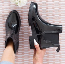 LADIES WOMENS FLAT ANKLE CHELSEA RAIN WELLIES WINTER SNOW WELLINGTON BOOTS SIZE