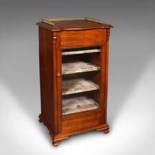 Antique Music Cabinet, English, Walnut, Glass, Display Case, Bookcase, Edwardian