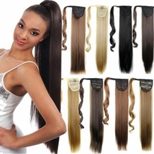 Real Long Clip In Ponytail Pony Tail Hair Extension Wrap On Hair Piece as Human