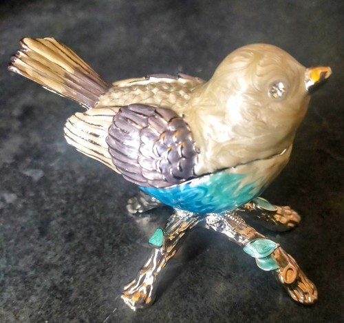 Enamel bird trinket box - enamel,