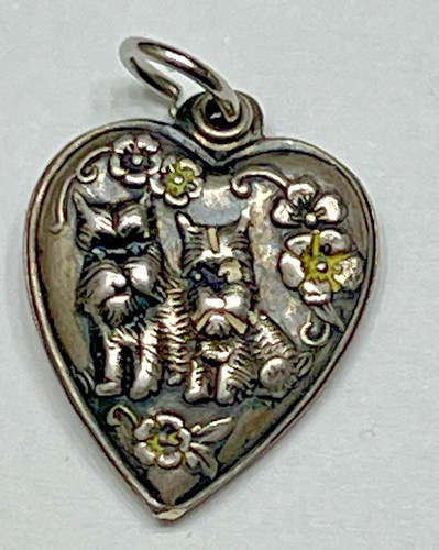 Sterling silver dog - silver, heart