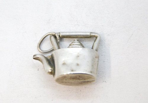 Sterling silver teapot charm - sterling,