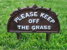 Cast Iron Brown Please Keep Off The Grass Garden Yard Lawn Park Warning Sign