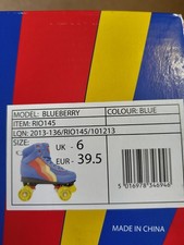 Rio Roller Blueberry Quad Skates Disco Retro Blue + Yellow Wheels UK 6 / EU 39.5