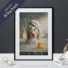 Funny Dog in Bath Print –