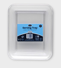 Small Clear Plastic Reusable Serving Tray Dish Platter Plate Picnic BBQ Party