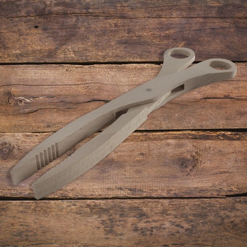 Large wooden tongs - wooden, scissors