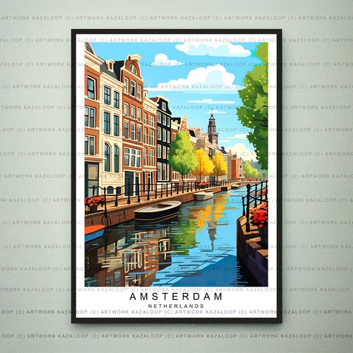 Amsterdam canal houses art - canal,
