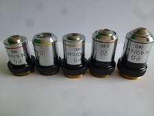 KYOWA MICROSCOPE OBJECTIVES : PO x5, PO x10, A x10, PO x20 and PO x40  (ref 214)