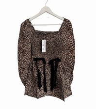 138 Rail pull Urban Outfitters Leopard Dress Kimchi Blue Winona Bow Smock £46 XS