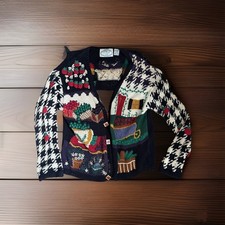 Vintage 90s Eagle's Eye Knit Vegetable Garden Cardigan Sweater Granny Cottage