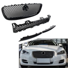 4Pcs Front Grille Upper and Lower Mesh Grill For Jaguar XJ 2010-2015 Black