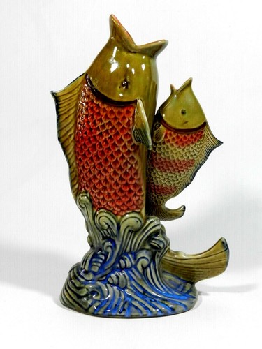 Vintage majolica ceramic koi - vintage,
