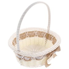  Flower Girl Basket Straw Baskets with Handles for Favors Wedding