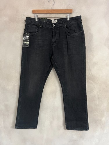 Mens black denim jeans waist - -,