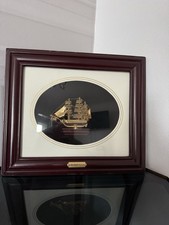 Vintage Framed 3D Gold Ship