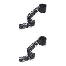  Set of 2 Lace Trim Ribbon Floral Pattern Stretchy Fabric Wide for Sewing