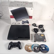 Sony Playstation PS3 Slim 120GB Black Console With Controller & 5x Games Boxed