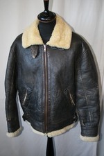 Vtg 70's C&A Shearling sheepskin Air Force B3 Army bomber jacket size XL revival
