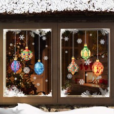 Victorian Christmas stained glass Bauble snowflakes Window Stickers Clings CLING