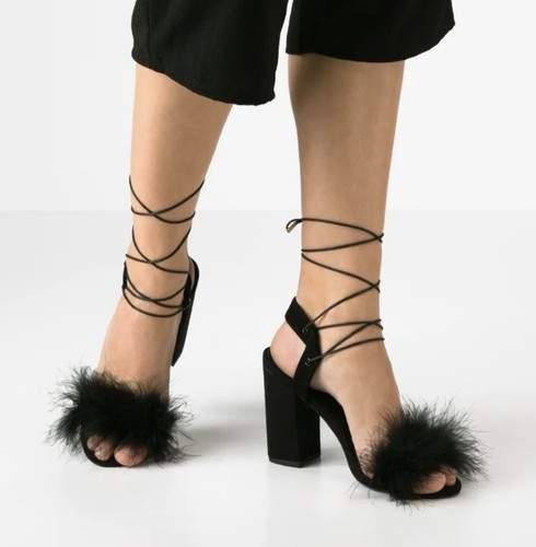 Topshop black feather strappy - topshop,