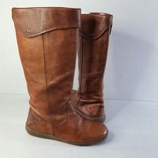 SEASALT Tan Leather Tall Riding Wellington Style Boots Flat Heel Size UK 5 EU 38