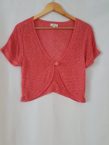 Coral pink crochet cropped - pink,