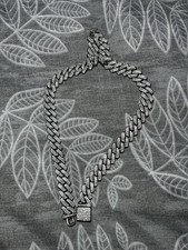 Men’s Silver Cuban Link Chain Necklace – Iced Out Hip Hop Bling – Box Clasp