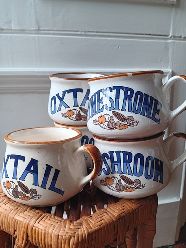 Vintage soup mugs 1970s - x5,