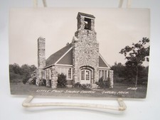 VINTAGE RPPC REAL PHOTO POSTCARD VIEW LITTLE POINT SAUBLE CHURCH SHELBY MICH 