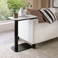 Riley White Ceramic Gas Lift Adjustable Sofa Table