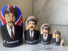 THE BEATLES HAND PAINTED RUSSIAN DOLLS WOODEN MATRYOSHKA SET OF 5 