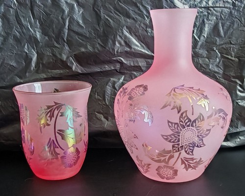 Vintage frosted pink glass - frosted,
