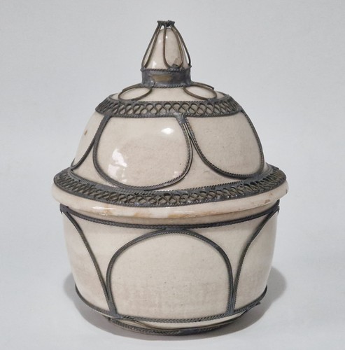 Vintage moroccan lidded jar - vintage,
