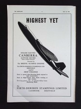 Original 1953 Advert English Electric Canberra Altitude Record