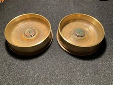 Pair of Trench Art Brass Shell Case Ashtrays