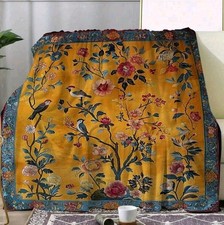 Luxury Double Throw Blanket Sofa Bed Oriental Bird Floral Boho Design Soft Throw