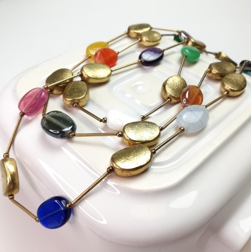 Glass bead necklace - glass, lagenlook