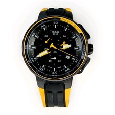 Tissot Men's T- Sport Quickster Chronograph Black Yellow TACHYMETER. NOS
