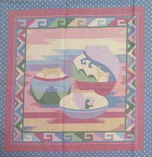 Vintage~Cranston~"Southwest Setting Pottery"~Cotton Fabric Panel ~15.5"x15.75" 